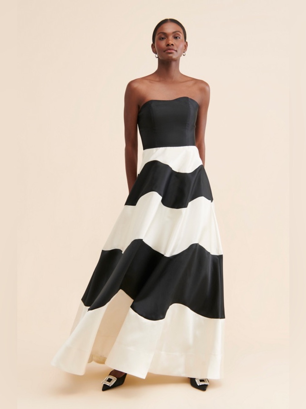 Hutch black white colorblock strapless maxi dress